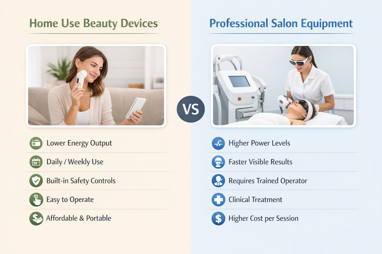 How Do Home Use Beauty Devices Compare to Professional Salon Equipment?